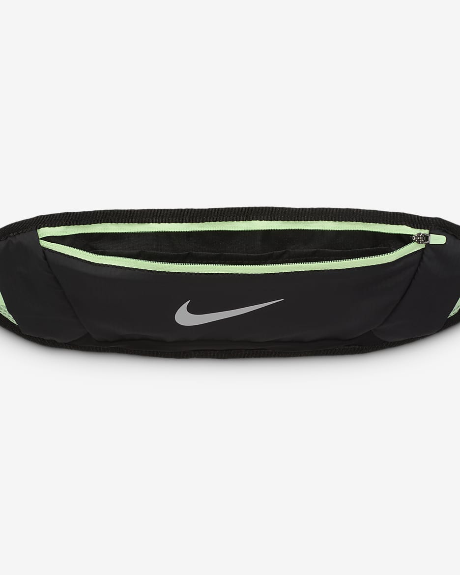 Nike Challenger Riñonera de running (Grande, 1 l) - Negro/Vapor Green/Plata