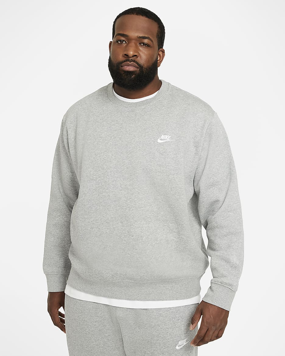 Nike Sportswear Club Fleece herregenser - Dark Grey Heather/Hvit