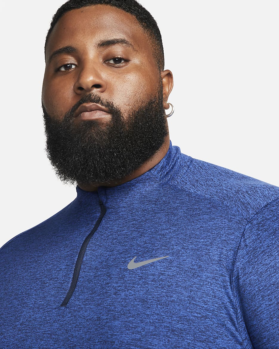 Nike Men's Dri-FIT 1/2-zip Running Top - Obsidian/Game Royal/Heather