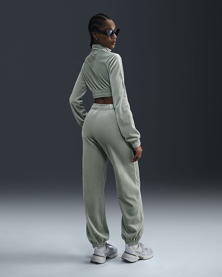 Nike Sportswear Collection Women's Mid-Rise Velour Joggers - Jade Horizon/Sail/Sail