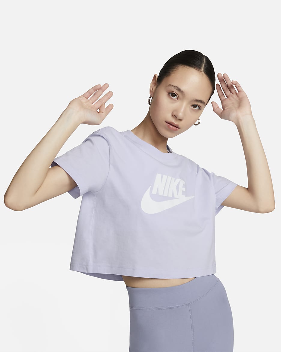 Nike Sportswear Essential 女款短版 T 恤 - Oxygen Purple/白色