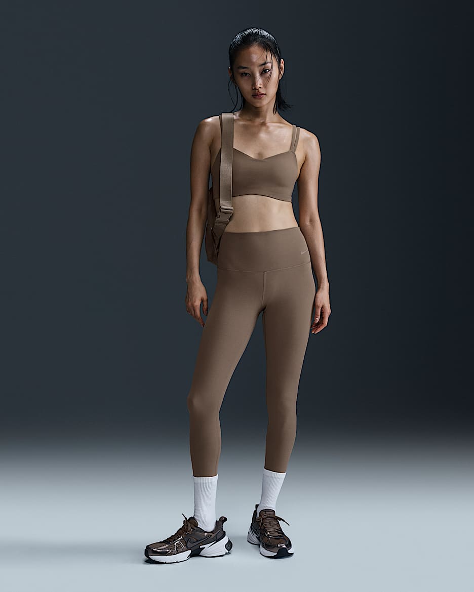 Nike Zenvy 女款輕柔支撐型高腰九分內搭褲 - Mink Brown/黑色