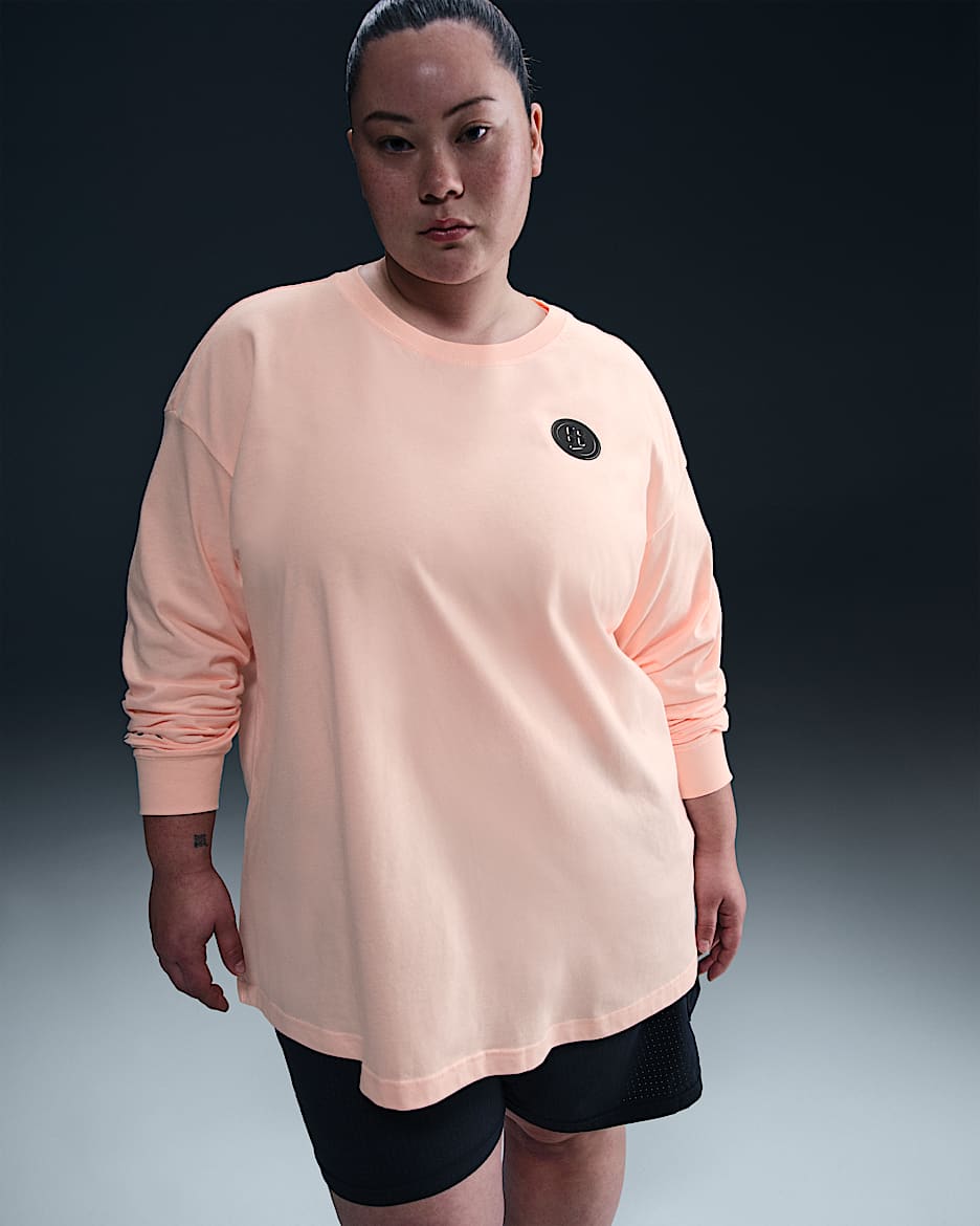 Playera de básquetbol de manga larga para mujer (talla grande) Sabrina - Coral lavado