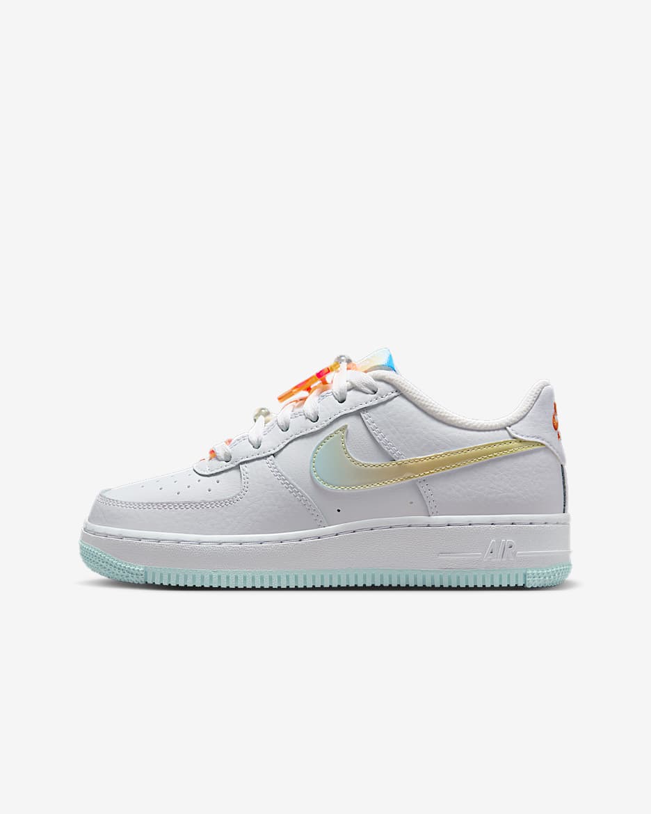 Tenis para niños grandes Nike Air Force 1 LV8 - Blanco/Blanco/Azul glacial/Multicolor