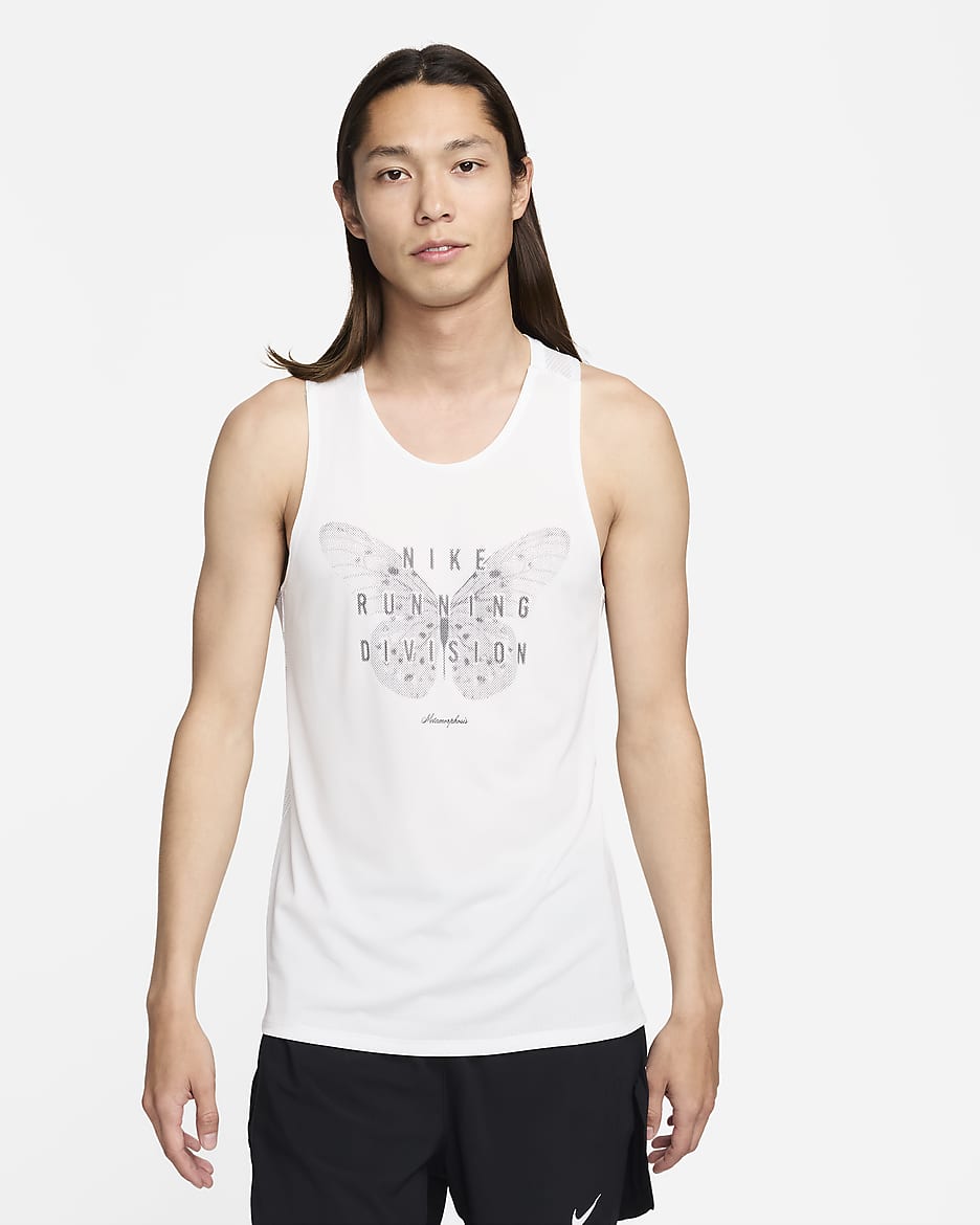 Nike Rise 365 Running Division Men's Dri-FIT Running Tank Top - Summit White/Bicoastal/Black