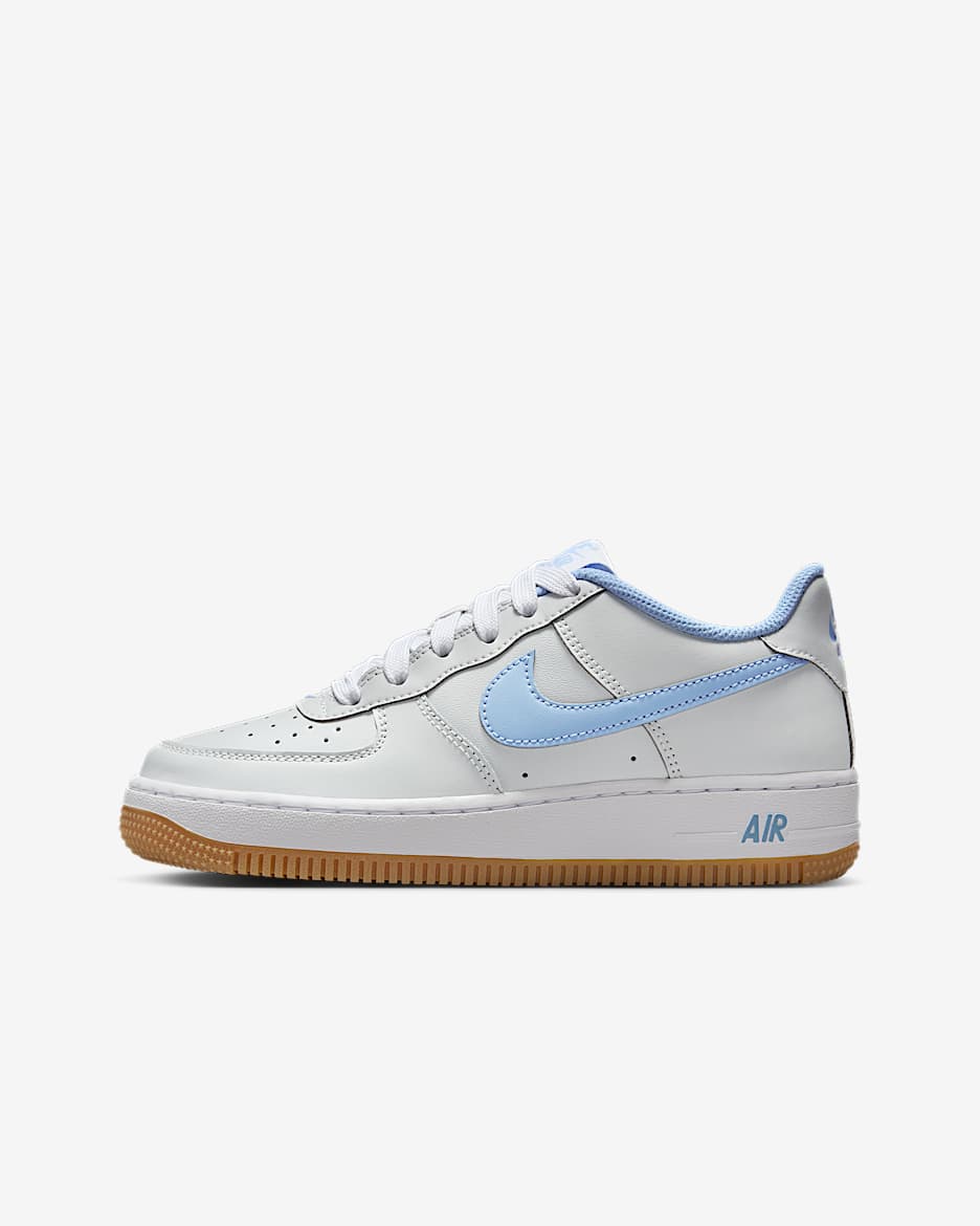 Nike Air Force 1 LV8 Older Kids' Shoes - Photon Dust/White/Gum Medium Brown/Psychic Blue