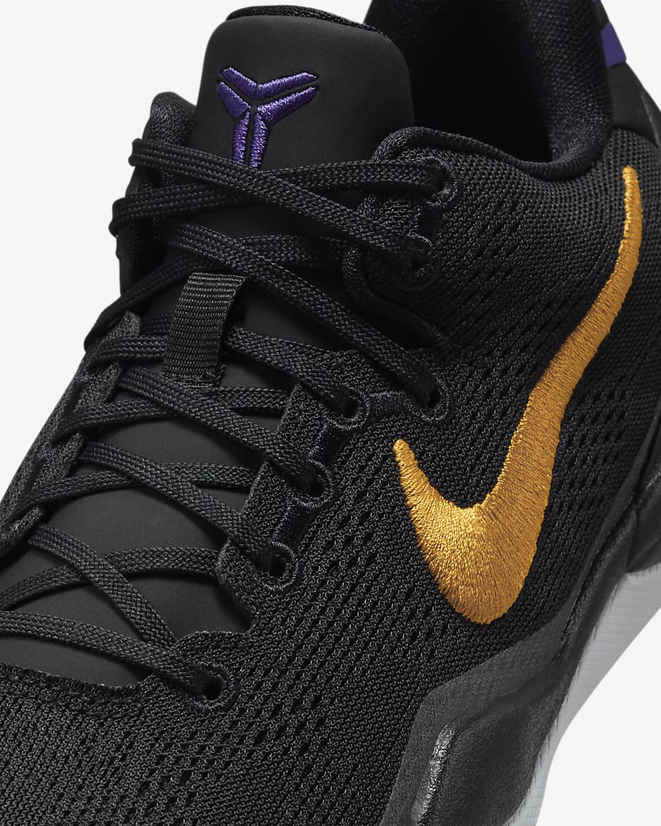 Calzado de básquetbol para niños grandes Kobe 8 - Negro/Blanco/Morado cancha/Oro universitario