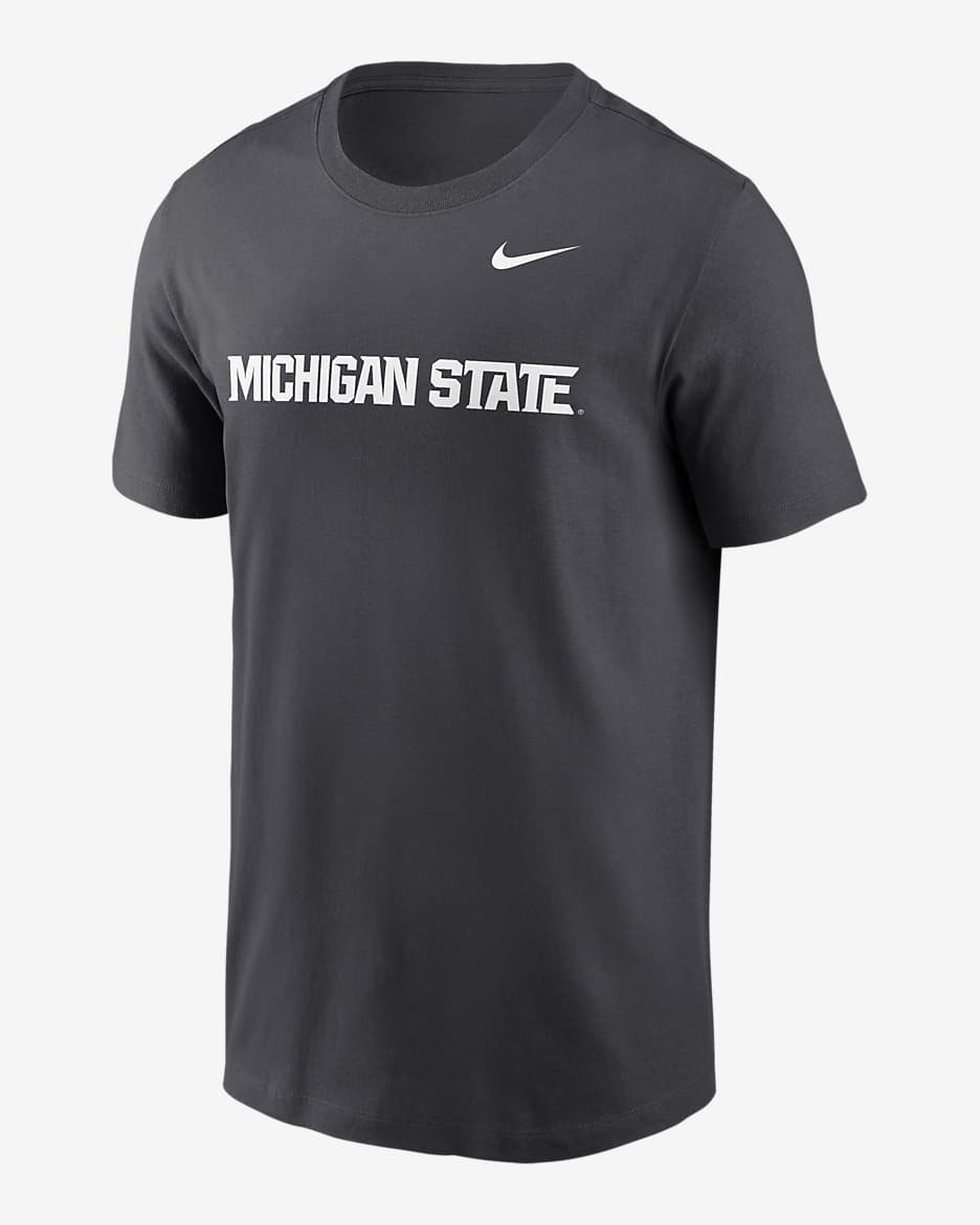Playera universitaria Nike para hombre Michigan State Spartans Primetime Wordmark - Antracita