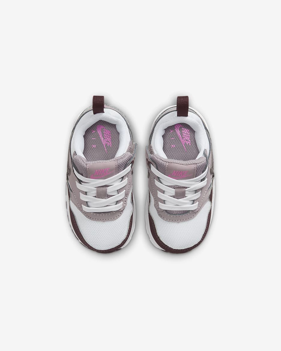 Air Max 1 EasyOn schoenen voor baby's/peuters - Wit/Light Violet Ore/Playful Pink/Burgundy Crush