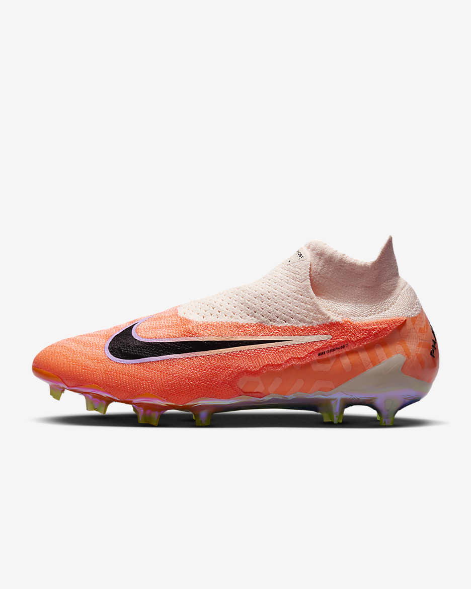 Calzado de fútbol de perfil alto para terreno firme Nike Phantom GX Elite - Guayaba hielo/Negro