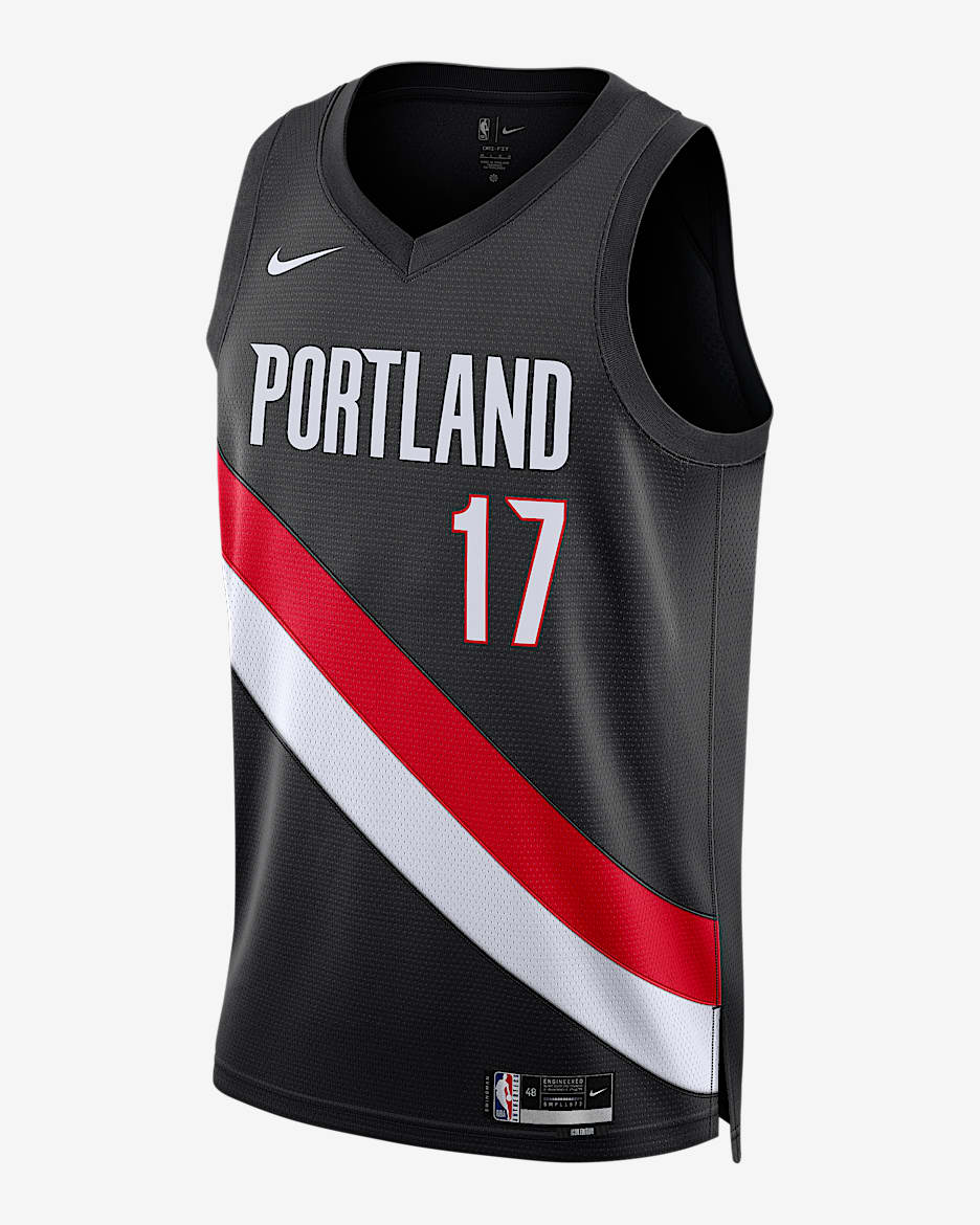 Jersey Nike Dri-FIT de la NBA Swingman para hombre Shaedon Sharpe Portland Trail Blazers 2025/26 Icon Edition - Negro