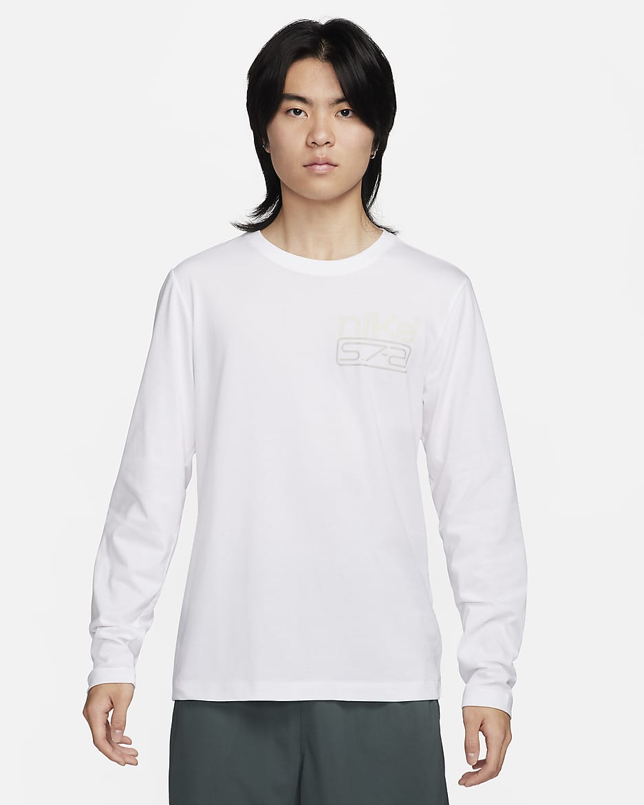 ナイキ Dri-FIT メンズ ロングスリーブ フィットネス Tシャツ - ホワイト