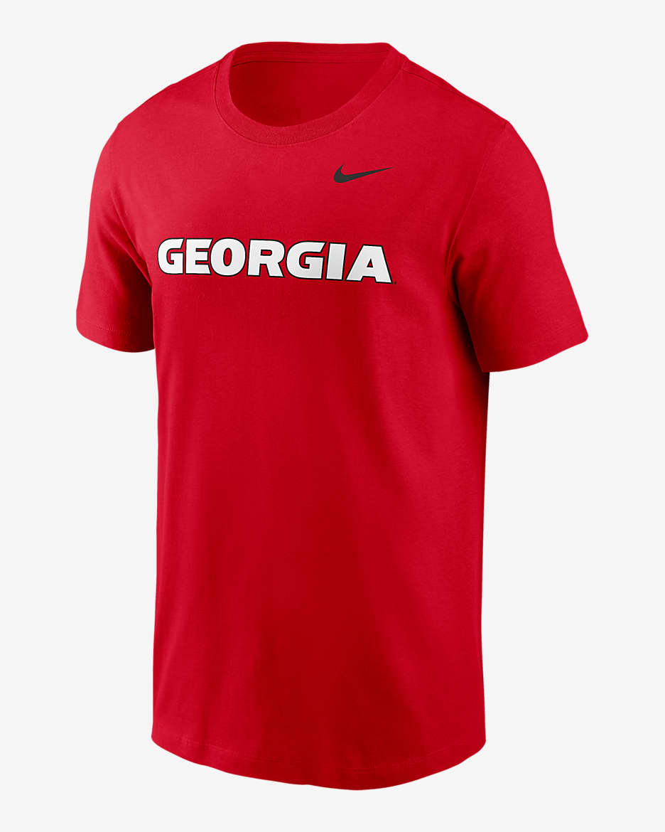 Playera universitaria Nike para hombre Georgia Bulldogs Primetime Wordmark - Rojo