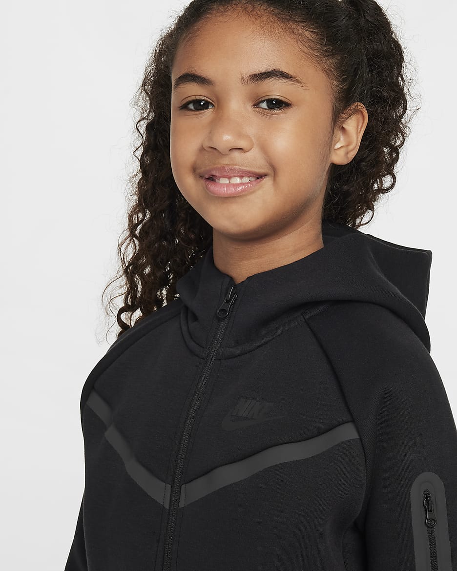 Nike Sportswear Tech Fleece Older Kids' (Girls') Full-Zip Hoodie - Black/Black/Black/Black