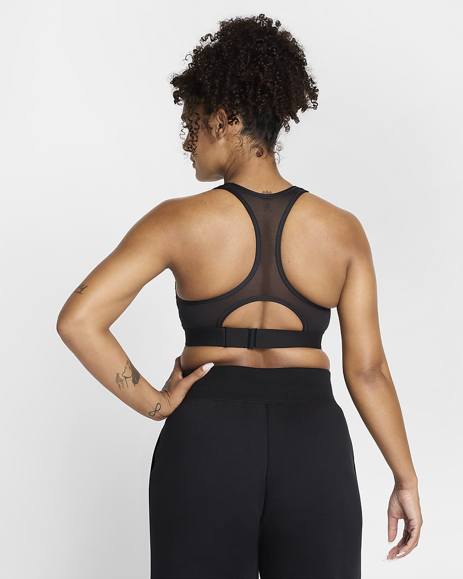 Brassière de sport adaptée à l'allaitement et aux tire-laits portables Nike (M) Swoosh pour femme (maternité) - Noir/Noir/Blanc