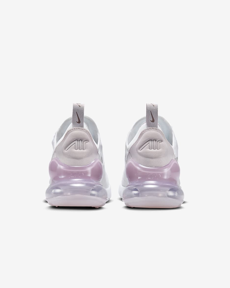 Tenis para mujer Nike Air Max 270 - Blanco/Malva humeante/Negro/Violeta platino