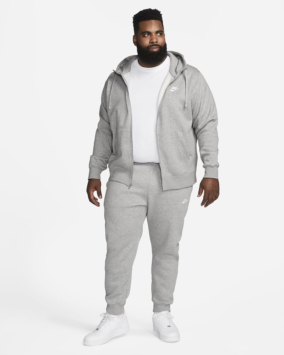 Sweat à capuche et zip Nike Sportswear Club Fleece pour Homme - Dark Grey Heather/Matte Silver/Blanc