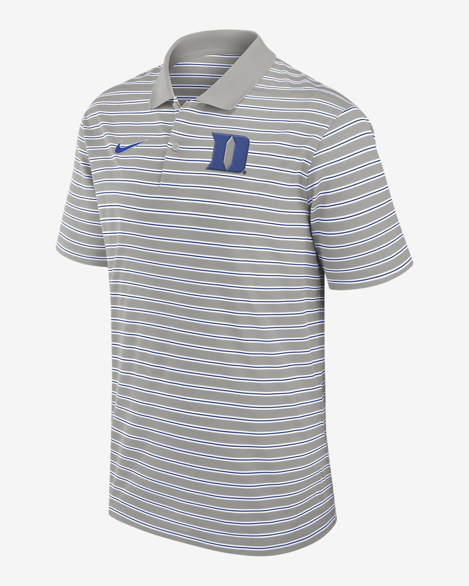 Duke Blue Devils Primetime Victory Striped Men's Nike Dri-FIT College Polo - Pewter