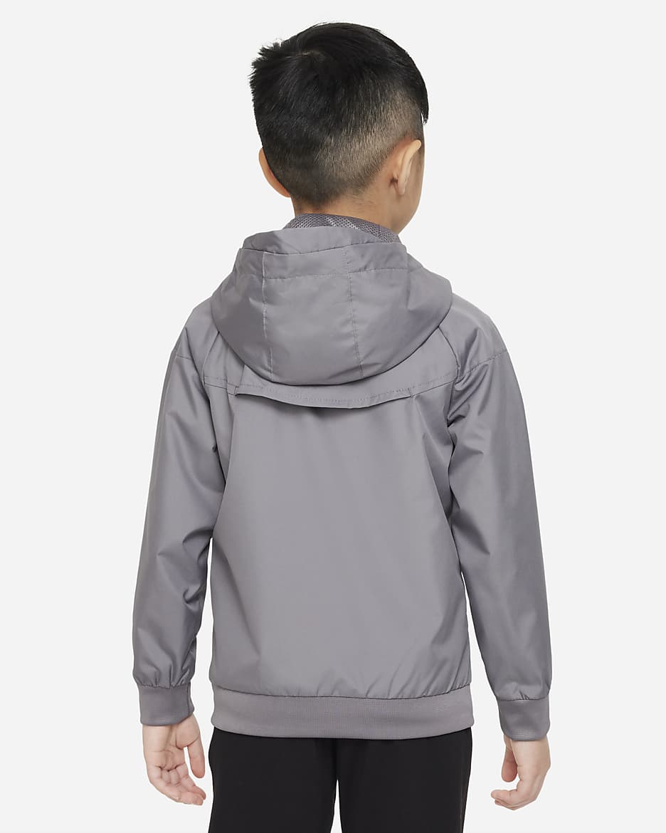 Chamarra con cierre completo para niños talla pequeña Nike Sportswear Windrunner - Gris humo