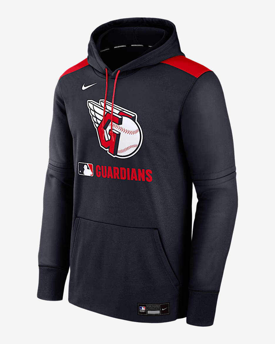 Cleveland Guardians Authentic Collection Sudadera con gorro sin cierre Nike Therma de la MLB para hombre - Azul marino