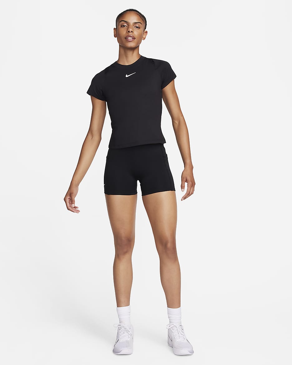 NikeCourt Advantage Women's Dri-FIT Short-Sleeve Tennis Top - Black/Black/Black/White