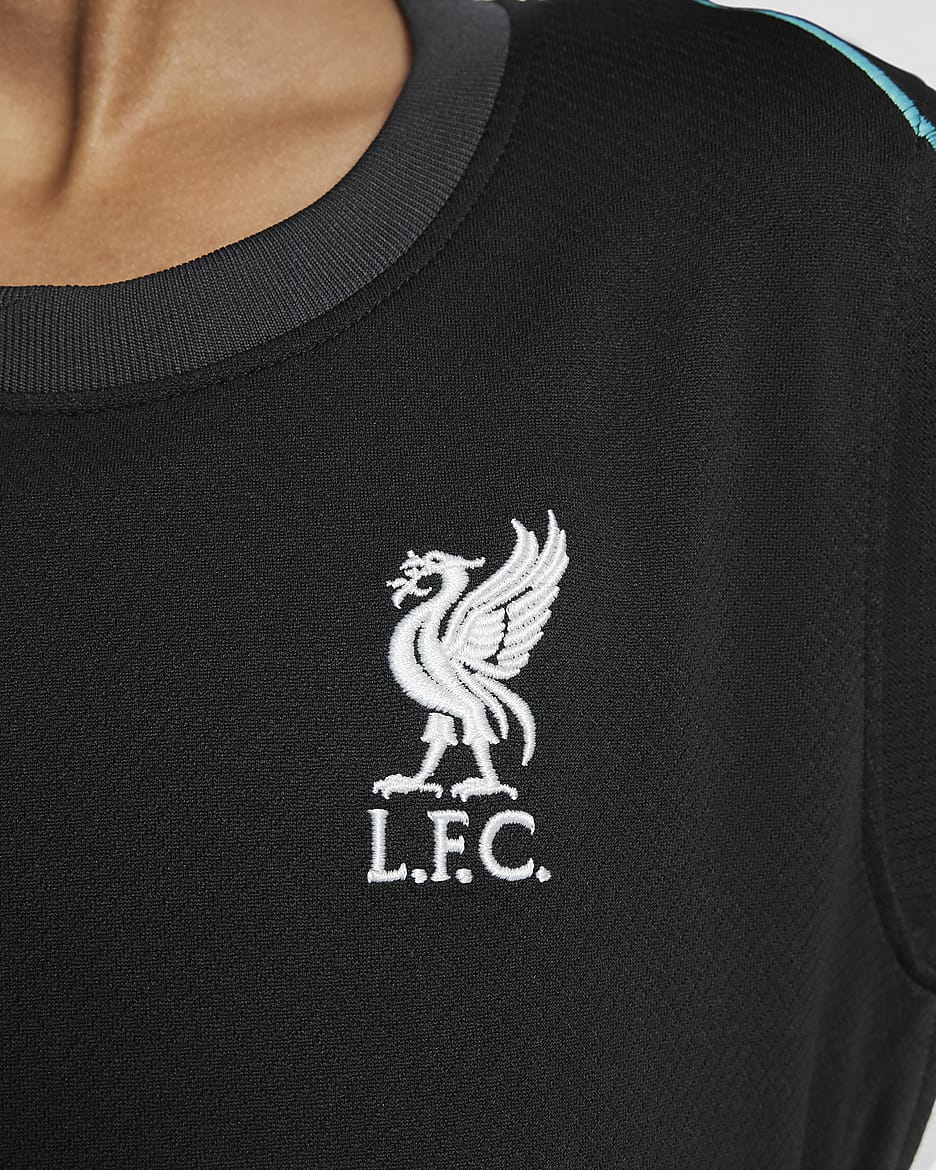 Liverpool FC 2024/25 Stadium Away Nike Football Replica-sæt i tre dele til mindre børn - Night Forest/Anthracite/Washed Teal/Sail