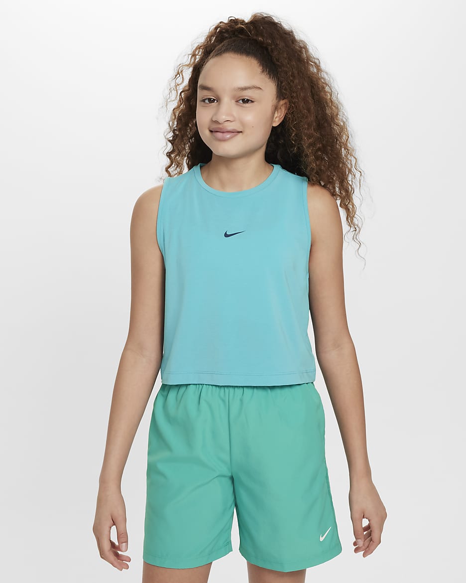 Nike Pro Girls' Dri-FIT Training Tank Top - Dusty Cactus/Midnight Navy