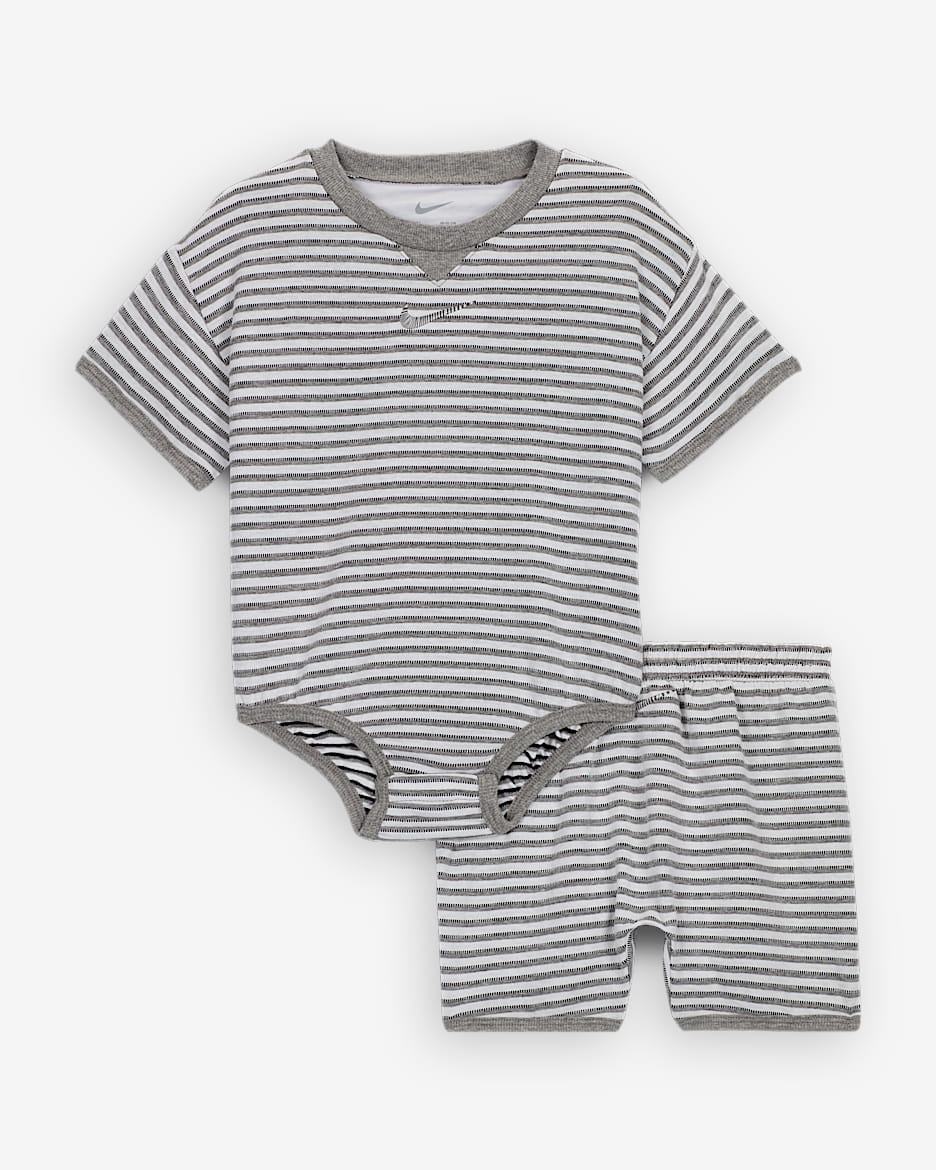 Nike ReadySet Baby (12-24M) Bodysuit and Shorts Set - Carbon Heather