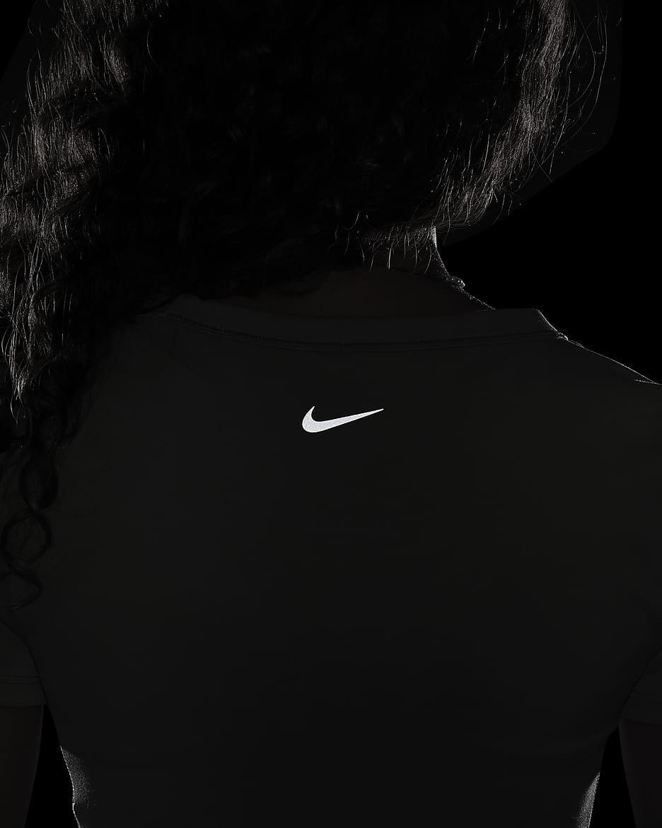 Nike One Fitted Women's Dri-FIT Short-Sleeve Cropped Top - Light Army/Black