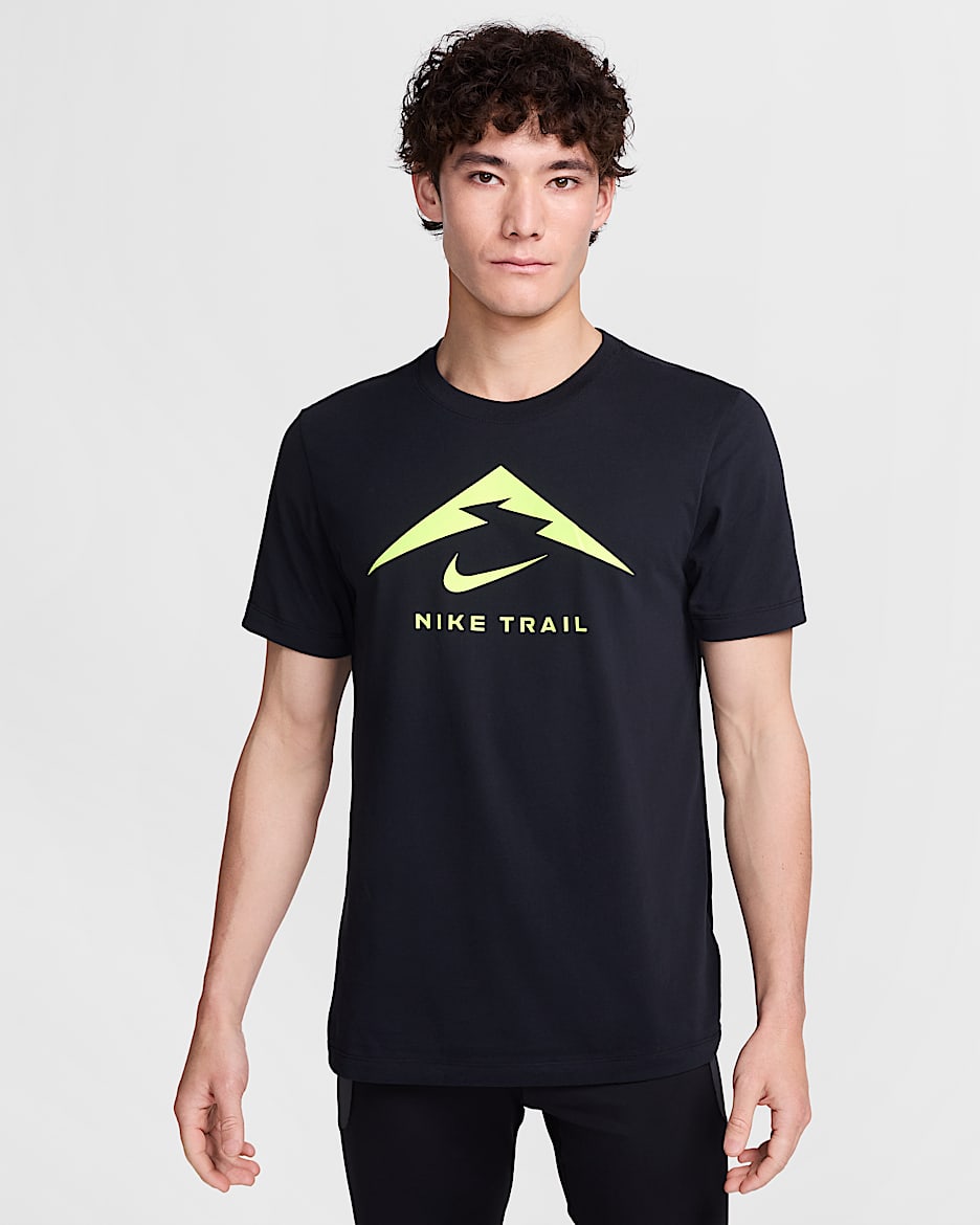 Nike Dri-FIT メンズ トレイル ランニング Tシャツ - ブラック/ボルト