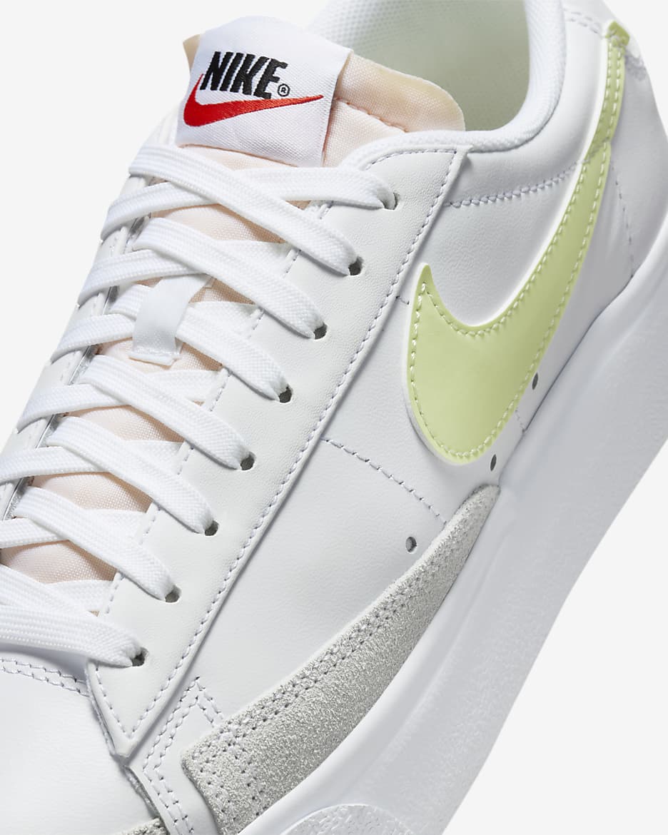 Nike Blazer Low Platform Women's Shoes - White/Team Orange/Black/Life Lime