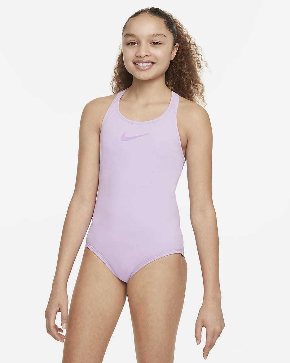 Traje de baño de una sola pieza con espalda deportiva para niña talla grande Nike Essential - Flor de lila