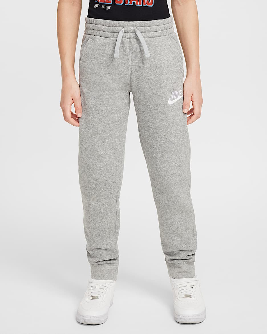 Nike Sportswear Club Fleece Older Kids' Trousers - Dark Grey Heather/Dark Grey Heather/White