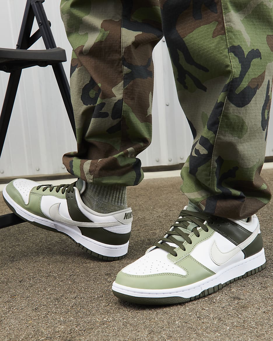 Nike Dunk Low Shoes - White/Oil Green/Cargo Khaki/Light Bone