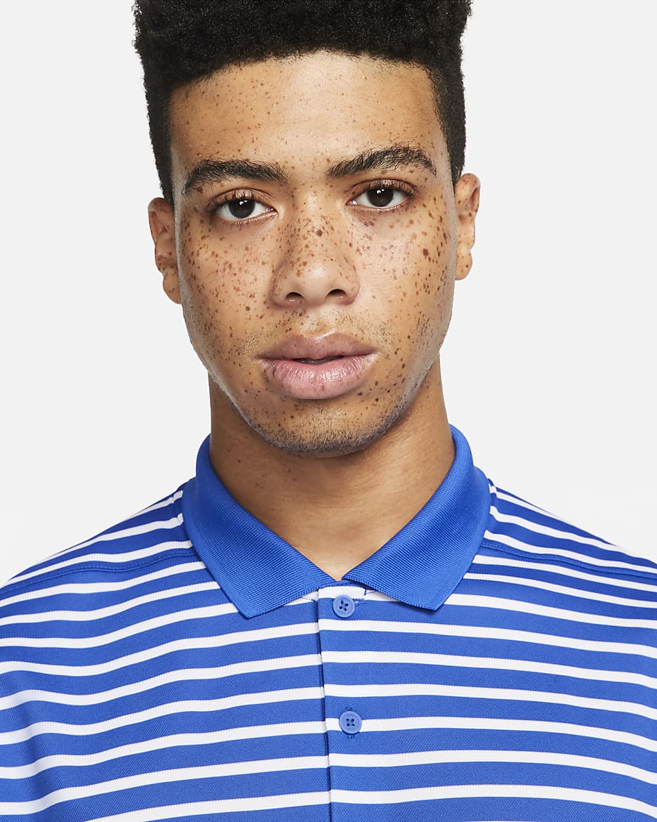 Nike Dri-FIT Victory Men's Striped Golf Polo - Game Royal/White