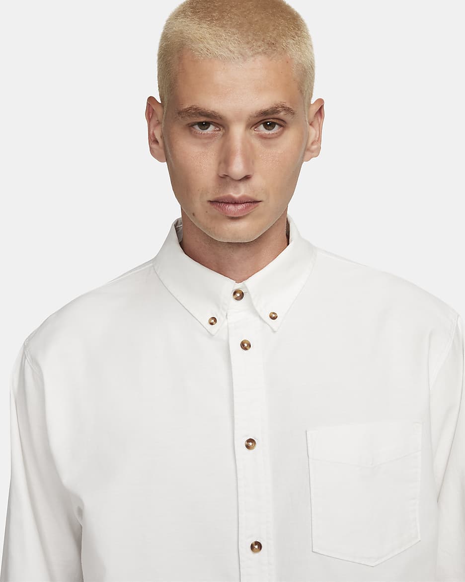 Nike Life Men's Long-Sleeve Oxford Button-Down Shirt - Summit White/Summit White/Summit White