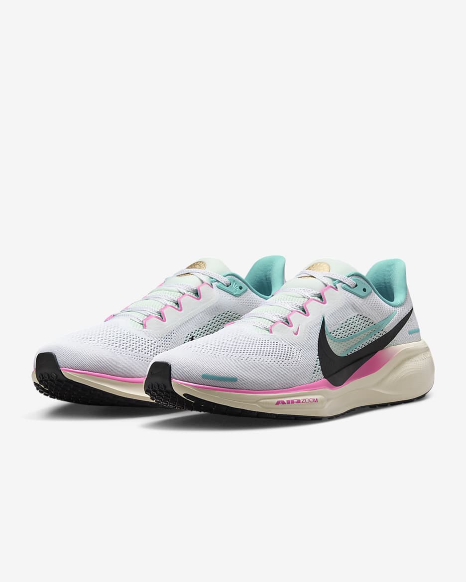 Nike Pegasus 41 Men's Road Running Shoes - White/Coconut Milk/Team Gold/Playful Pink