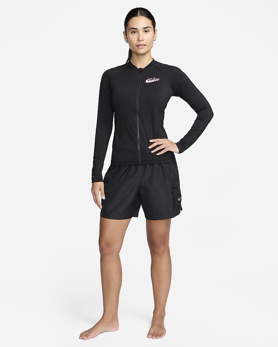 Shorts para salida de baño para mujer Nike Swim Voyage - Negro