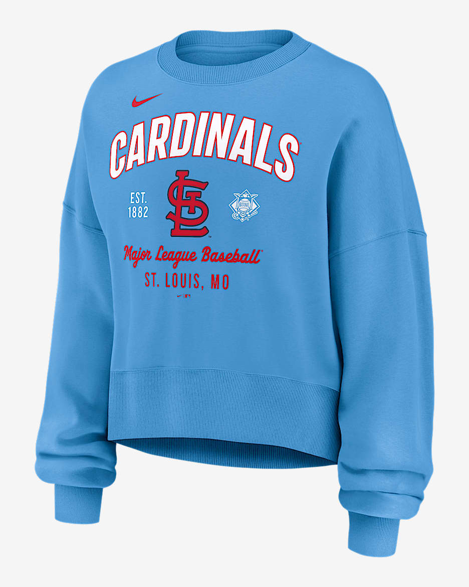 St. Louis Cardinals Women's Nike MLB Pullover Crew - Light Blue