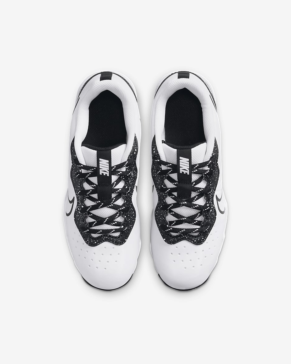 Tacos de béisbol para niños talla pequeña/grande Nike Alpha Huarache 4 Keystone - Blanco/Negro