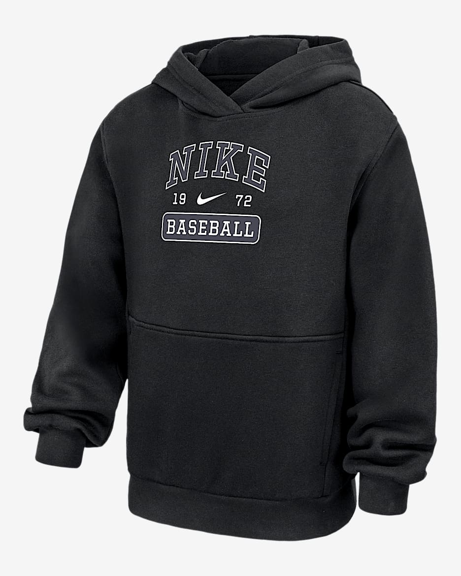 Nike Club Fleece Big Kids' Baseball Pullover Hoodie - Black