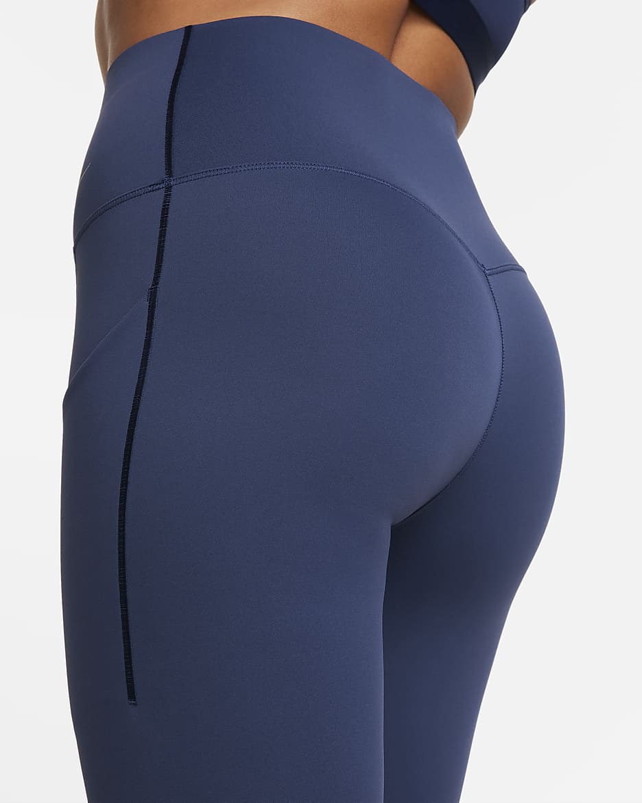 Nike Universa Women's Medium-Support High-Waisted Full-Length Leggings with Pockets - Midnight Navy/Black