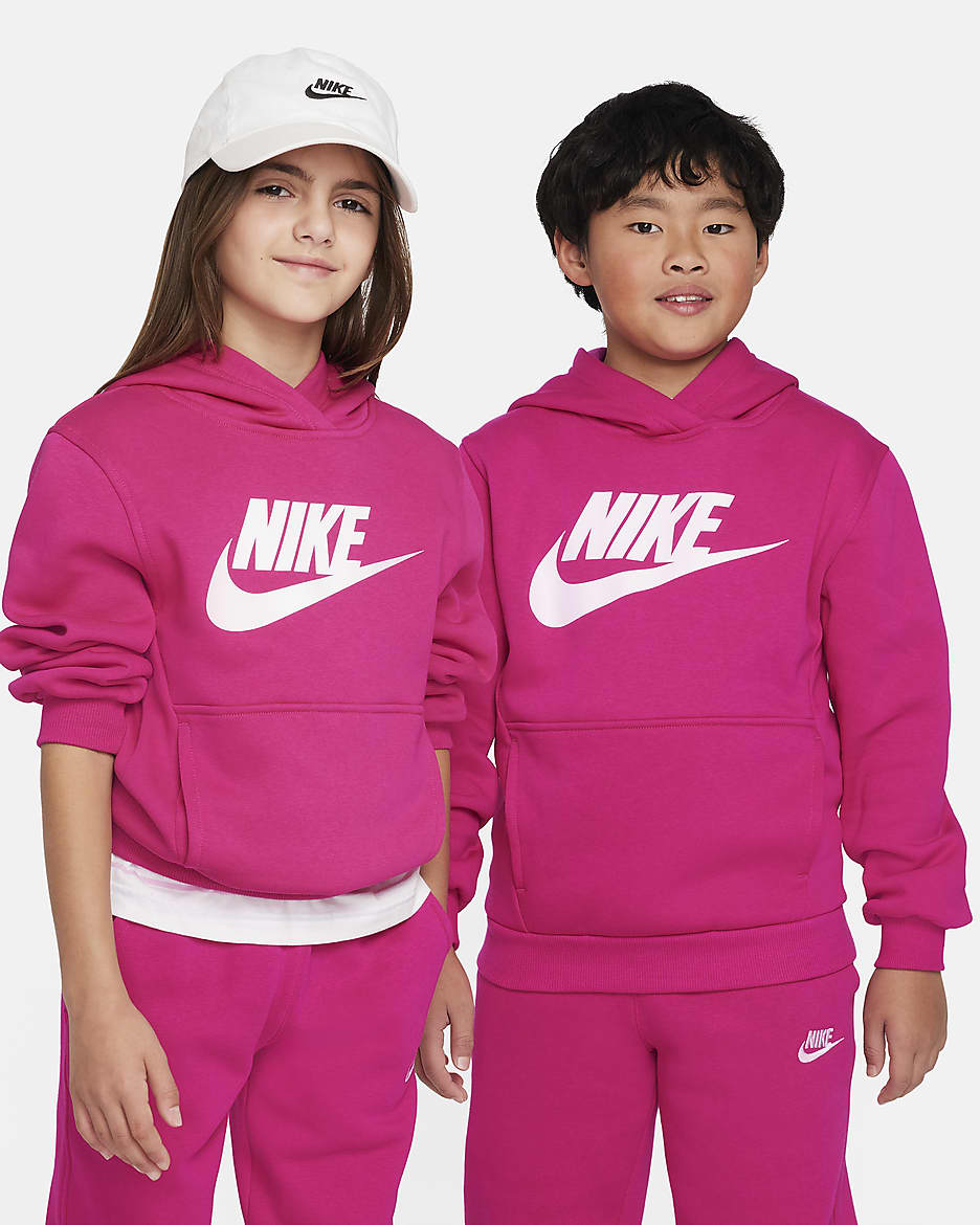 Sudadera con gorro para niños talla grande Nike Sportswear Club Fleece - Rojo espino/Blanco