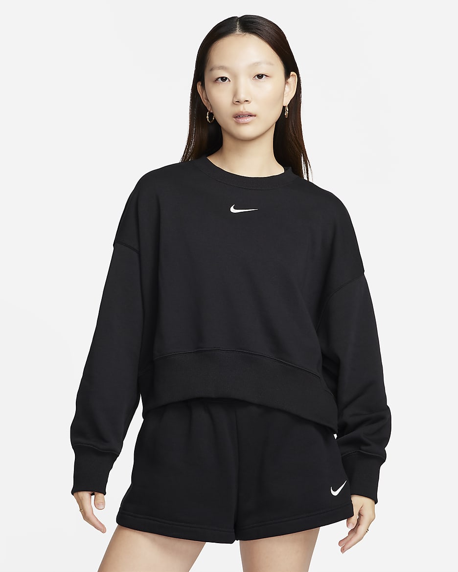 Nike Sportswear Phoenix Fleece Women's Over-Oversized Crew-Neck French Terry Sweatshirt - Black/Sail