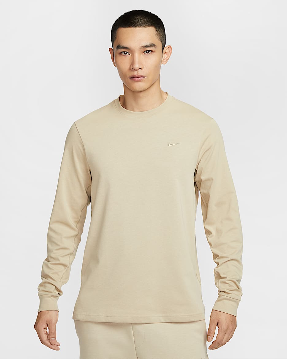 Nike Primary Men's Dri-FIT Long-Sleeve Versatile Top - Desert Khaki/Desert Khaki