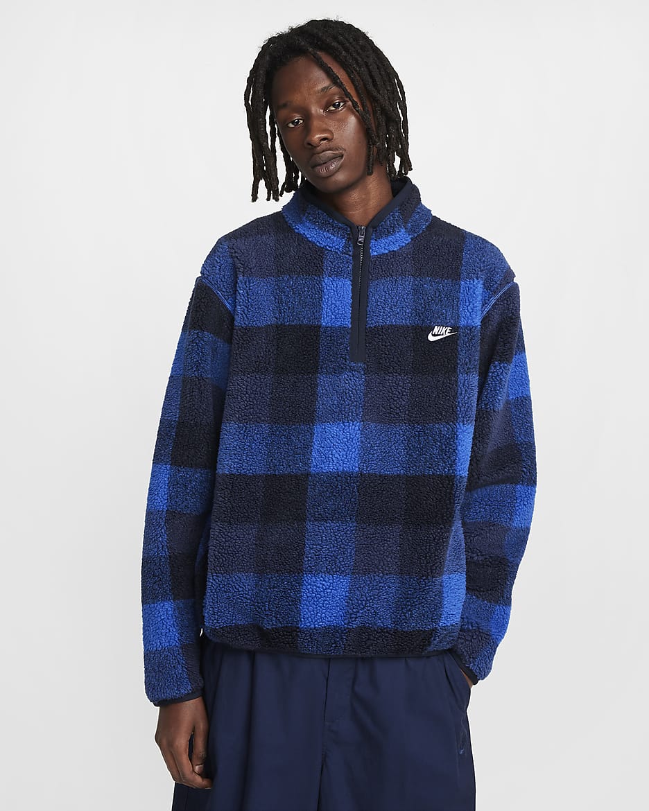 Nike Club Men's Winterized Half-Zip - Dark Obsidian/Game Royal/Midnight Navy