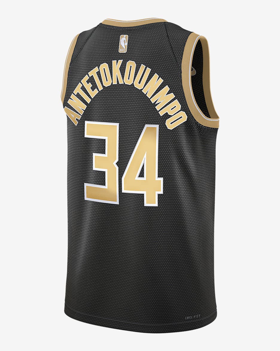 Giannis Antetokounmpo Milwaukee Bucks 2024 Select Series Men's Nike Dri-FIT NBA Swingman Jersey - Black/Club Gold