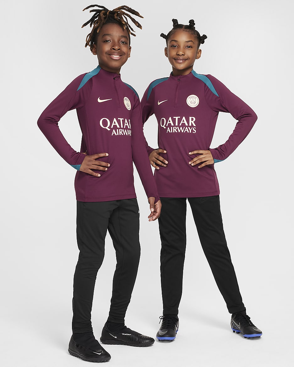 Paris Saint-Germain Strike Older Kids' Nike Dri-FIT Football Drill Top - Bordeaux/Bordeaux/Geode Teal/Guava Ice