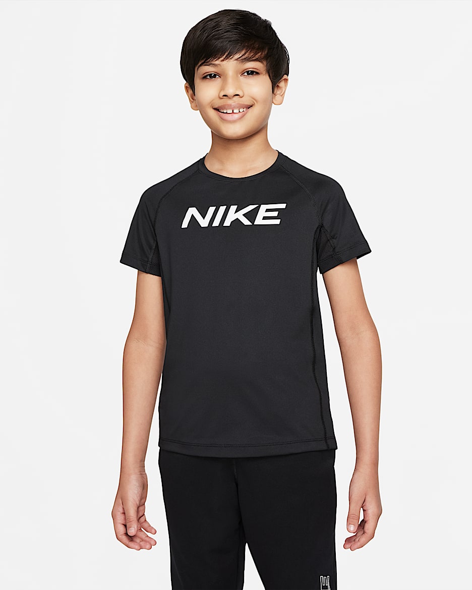 Nike Pro Dri-FIT Big Kids' (Boys') Short-Sleeve Top - Black