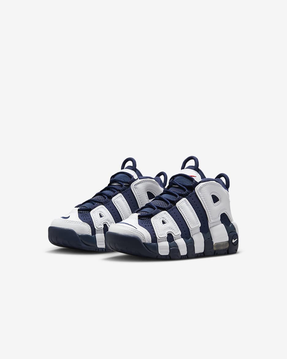 Nike Air More Uptempo Little Kids' Shoes - White/Metallic Gold/University Red/Midnight Navy